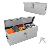 ACXIN Scatola portaoggetti in alluminio 520 x 160 x 220 mm, cassetta degli attrezzi in alluminio con serratura e 2 chiavi, robusta scatola con timone bloccabile per il rimorchio, stabile e