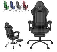 ACXIN Sedia da gioco massaggiante con poggiapiedi e poggiatesta, sedia ergonomica da gioco con cuscino lombare massaggiante, schienale regolabile 90-135°, braccioli imbottiti per gamer e live
