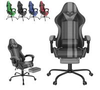 ACXIN Sedia da gioco massaggiante con poggiapiedi e poggiatesta, sedia ergonomica da gioco con cuscino lombare massaggiante, schienale regolabile 90-135°, braccioli imbottiti per gamer e live