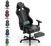 ACXIN Sedia per computer da gaming, regolabile in altezza, ergonomica, in pelle PU, con poggiapiedi, poggiatesta e massaggio lombare (nero)