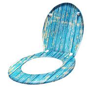 ACXIN Sedile WC con abbassamento automatico, coperchio con abbassamento automatico in Duroplast e acciaio inossidabile, antibatterico, facile da pulire, rimovibile (tavole blu)