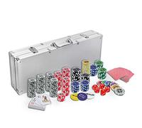ACXIN Set da poker con valigetta da poker in alluminio, accessori professionali per giochi di carte da poker con 500 chip laser di alta qualità, 2 mazzi da poker (argento)
