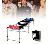 ACXIN Set tavolo da birra, pieghevole, regolabile in altezza, con 100 tazze (50 rossi e 50 blu), 5 palline da ping pong