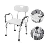 ACXIN Sgabello da bagno regolabile in altezza, sedia da doccia con schienale e braccioli, sedia da doccia per anziani incinte con disabilità