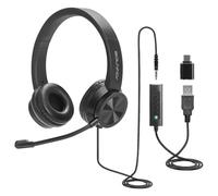 AD ADVANCE SMARTPHONICS 750 - Cuffie micro PC stereo 3 in 1 / auricolari in similpelle e archetto regolabile/riduzione del rumore/telecomando/compatibile con PC/Mac/ideale telelavoro riunioni ufficio