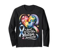 Ad aprile indossiamo Il Cuore Arcobaleno Blu per la consapevolezza dell'autismo Maglia a Manica