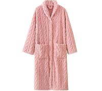 AD-BCrbgen Accappatoio da Donna in Velluto Spesso con Bottoni, Camicia da Notte Lunga, Abiti da Indossare for la casa, Indumenti da Notte Larghi e Casual(Pink,XL)