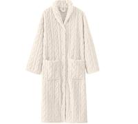 AD-BCrbgen Accappatoio da Donna in Velluto Spesso con Bottoni, Camicia da Notte Lunga, Abiti da Indossare for la casa, Indumenti da Notte Larghi e Casual(White,L)