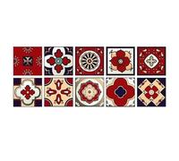 AD-BCrbgen Adesivo da Parete for Piastrelle for Armadio, Pellicola Opaca for Pavimento, for Piastrelle/Terreno in Cucina, paraspruzzi Rosso, Mandala, Guardaroba, 10 Adesivi murali(20cmX20cmX10pcs)