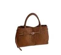 AD-BCrbgen Borsa a Tracolla in Pelle Scamosciata da Donna, Grande e Versatile, con Manico Superiore, in Tinta Unita e Opaca(Brown)