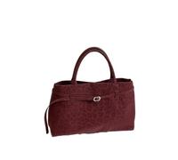 AD-BCrbgen Borsa a Tracolla in Pelle Scamosciata da Donna, Grande e Versatile, con Manico Superiore, in Tinta Unita e Opaca(Red)