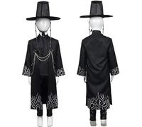 AD-BCrbgen Costume da cosplay, abito nero, pantaloni, top e accessori, cappello tradizionale coreano Hanbok, costumi di Halloween for ragazzi e ragazze.(150)