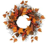 AD-BCrbgen Ghirlanda Autunnale da 45 cm con Foglie d'Acero Artificiali e Bacche, Decorazioni for Esterni, Decorazioni di Halloween