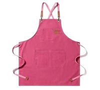 AD-BCrbgen Grembiule da lavoro for chef, ceramisti, fornai, baristi, design unisex, spalline regolabili, tre ampie tasche, ideale for cucinare, fare dolci e lavori artigianali.(Pink)