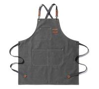 AD-BCrbgen Grembiule da lavoro for chef, ceramisti, fornai, baristi, design unisex, spalline regolabili, tre ampie tasche, ideale for cucinare, fare dolci e lavori artigianali.(Gray)
