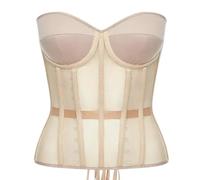AD-BCrbgen Top Corsetto for Donna - Lingerie Modellante Overbust dal Design Rinascimentale for l'uso Quotidiano o for Eventi Speciali(Champagne,XS)