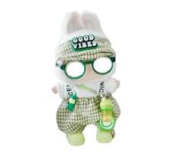 AD-BCrbgen Vestiti for Bambole da 17 cm, Set da 6 Pezzi: Abiti for Bambole, Maglione, Jeans, Cuffie, Scarpe, Borsa, Accessori(Soda Lemon Green)