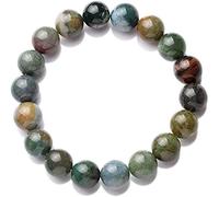 AD Beads Braccialetto elastico con pietre preziose naturali rotonde per guarigione Reiki, 10 mm (agata indiana)