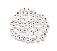 AD Beads Perline distanziali in legno sfuse, con foro grande, assortite, per collane, bracciali, decorazioni artigianali (8 x 10 mm, 200 pezzi, bianco)