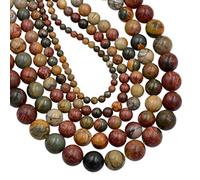 AD Beads Perline rotonde sfuse con pietre preziose naturali, 38,1 cm, per bracciali, collane, orecchini, lavori fai da te (4 mm, diaspro Picasso multicolore)