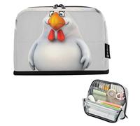 AD Cartoon Style Chubby White Chicken Red Comb Pencil Pouch Zipper Pencil Case Big Pencil Storage Bags Cute Pen Pouch Girls Print Adult Kids Back to School Organizer