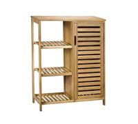 AD.CON Armadietto da bagno in bambù con 3 ripiani e 1 anta dell'armadio, 87 x 66 x 33 cm, colore naturale