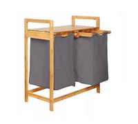 AD.CON Cesto portabiancheria in bambù ripiano per il bagno portabiancheria in bambù sacchetto per il bucato ripiano per il bagno selezionatore di biancheria 63x33x74 cm Grigio scuro