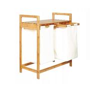 AD.CON Cesto portabiancheria in bambù ripiano per il bagno portabiancheria in bambù sacchetto per il bucato ripiano per il bagno selezionatore di biancheria 63x33x74 cm Bianco