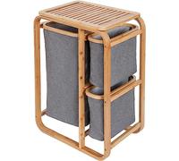 AD.CON Cesto portabiancheria in bambù ripiano per il bagno portabiancheria in bambù sacchetto per il bucato ripiano per il bagno selezionatore di biancheria XL 49x33x70 cm Grigio