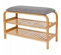 AD.CON Scarpiera in bambù con panca Panca per scarpe con cuscino 70x30x46 cm Grigio