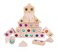 ad traslucidi - Cinquanta pezzi impilabili giocattolo composto da componenti di costruzione educativi in legno | Set di giochi di sviluppo creativo