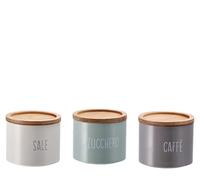 AD TREND 1 Pezzo Barattolo da Cucina in Latta con Tappo in Bamboo 11 x 9,5 cm 3 Modelli