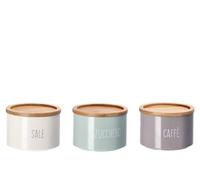 AD TREND 1 Pezzo Barattolo da Cucina in Latta con Tappo in Bamboo 14 x 10 cm 3 Modelli