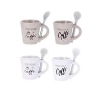 AD TREND 1 Pezzo Tazzina Caffè in Ceramica con Cucchiaino 2 Colori 2 Decori