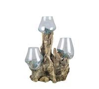 Ad Trend Radice Legno Naturale con 3 Vasi H 35 x 30 x 20 Cm Celeste