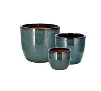 Ad Trend Set 3 Cachepot Ceramica Verde H 19-26-33 cm