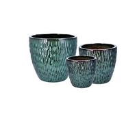 Ad Trend Set 3 Cachepot Ceramica Verde H 23-29-35 cm