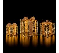 Ad Trend Set 3 Pacchi Dono di Natale con Led da Interno/Esterno Oro