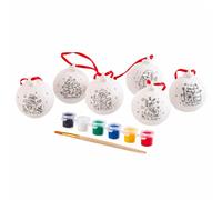 Ad Trend Set 6 Palline di Natale da Decorare Ø7 cm con Pennello e 6 Tempere - Kit Creativo Fai da Te per Decorazioni Natalizie