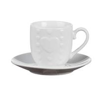 AD TREND Set 6 Tazze Tazzine Caffè in Porcellana senza Piattini Bianche Decoro Cuore