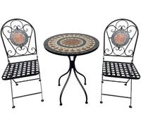 AD TREND Set Tavolo con 2 Sedie da Balcone o Giardino in Ferro e Cemento Decorata