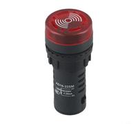 AD16-22SM - Segnalatore acustico ottico con segnale acustico con AC/DC 12V 24V 220V LED rosso lampeggiante foro di montaggio da 22 mm per uso industriale (AC/DC 220V)