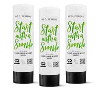 ADA Cosmetics Gel 3 in 1 corpo, capelli e mani Be Different 3 x 300 mL | Detersione per corpo, capelli e mani, profumo fruttato lime e menta, ricarica per dispenser SmartCare, Made in Germany