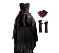 Ada Mesmer Cosplay Costume Gotico Cosplay Abito Abito | Ada Mesmer - Vestito da donna per cosplay, con rosa nera, replica della scena anime