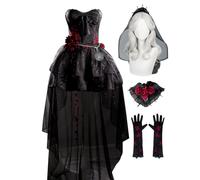 Ada Mesmer Cosplay Costume Gotico Cosplay Abito Abito | Ada Mesmer - Vestito da donna per cosplay, con rosa nera, replica della scena anime