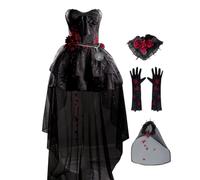 Ada Mesmer Cosplay Costume Lungo Notte Anime Strega Abito Nero | Abito da sera uniforme, costume da strega, accessorio per velo, carnevale, spettacoli teatrali, da donna