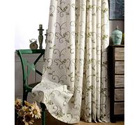 adaada Set di 2 tende vintage con ricamo a vite, stile semplice, eleganti, per camera da letto, soggiorno (verde, 230 x 140 cm)