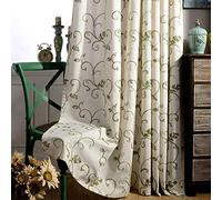 adaada Set di 2 tende vintage con ricamo a vite, stile semplice, eleganti, per camera da letto, soggiorno (verde, 245 x 140 cm)