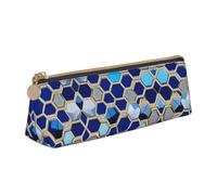 ADAhgu Astuccio con stampa a rombi e esagoni blu, versatile, leggero, con cerniera, per penne e studenti scolastici