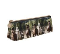 ADAhgu Astuccio leggero con stampa di tre cavalli che corrono, versatile, con cerniera, per penne e studenti scolastici